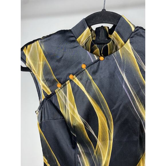 Kim Shui Abstract Print Dress Black Silk Women's XS Mini Evening Sexy Short - Picture 4 of 9